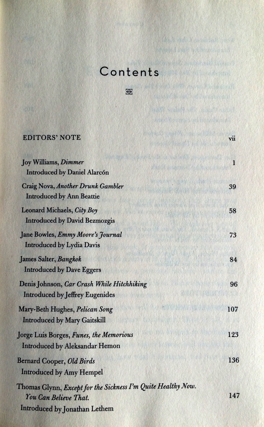 A table of contents.