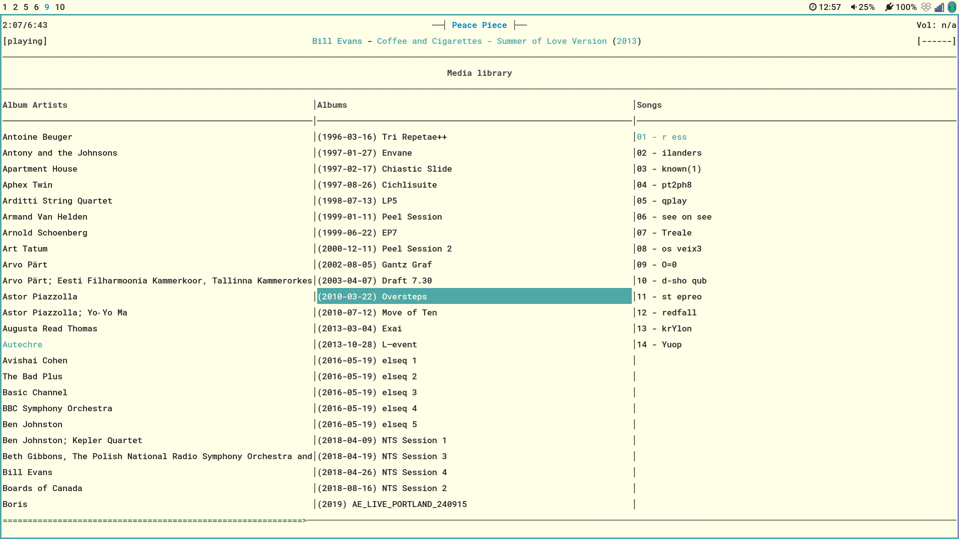 artists and albums in ncmpcpp