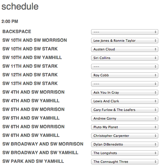 Schedule view: updated bands to new hour